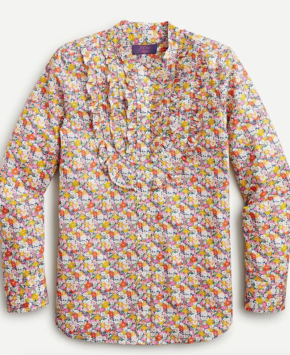J.Crew Liberty Libby Floral Ruffle Front Shirt S NWT $128